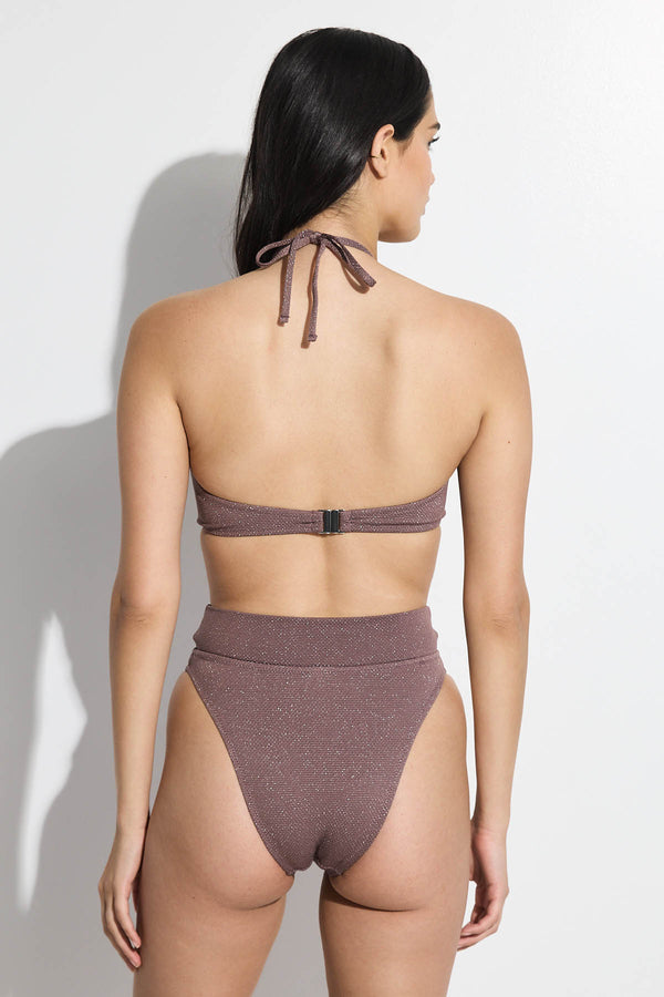 GOTTEX SIMPLY LUREX WAFFLE BIKINI TOP IN BROWN