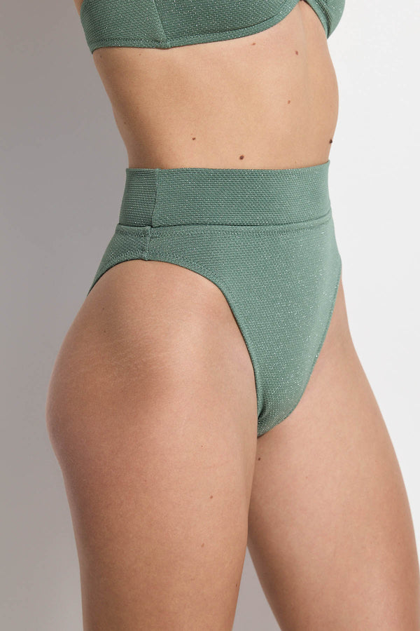 GOTTEX SIMPLY LUREX WAFFLE BIKINI BOTTOM IN GREEN