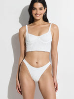 GOTTEX SIMPLY LONGLINE BIKINI TOP WITH TEXTURED FABRIC IN WHITE