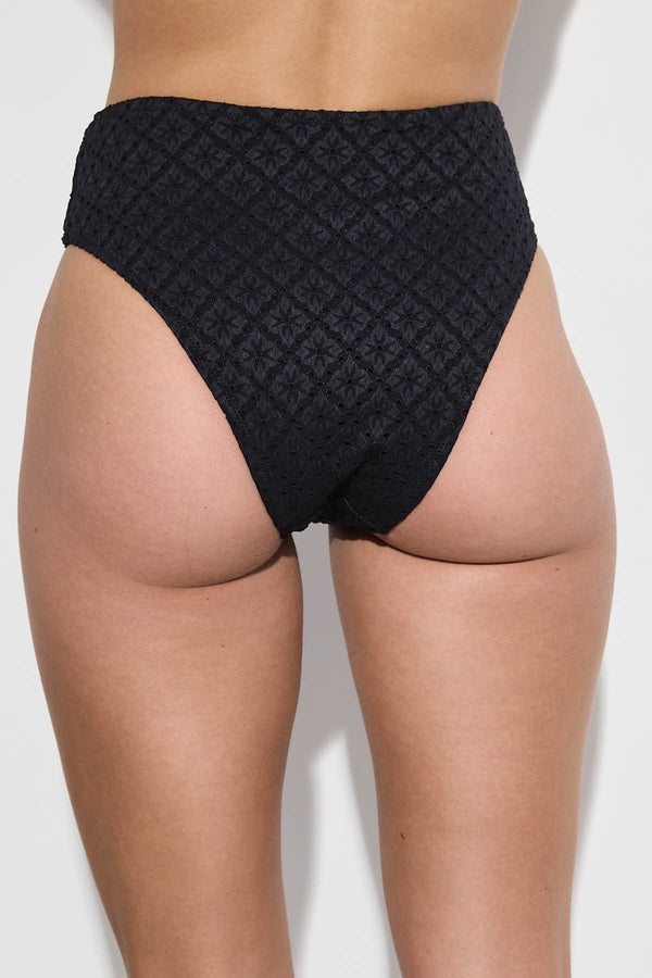 GOTTEX SIMPLY HIGH WAIST BIKINI BOTTOM WITH TEXTURED FABRIC IN BLACK