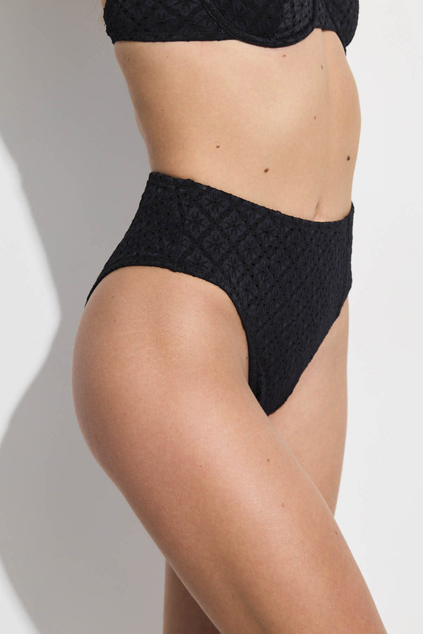 GOTTEX SIMPLY HIGH WAIST BIKINI BOTTOM WITH TEXTURED FABRIC IN BLACK