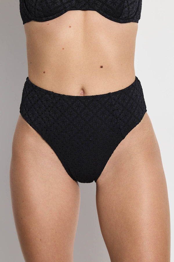 GOTTEX SIMPLY HIGH WAIST BIKINI BOTTOM WITH TEXTURED FABRIC IN BLACK
