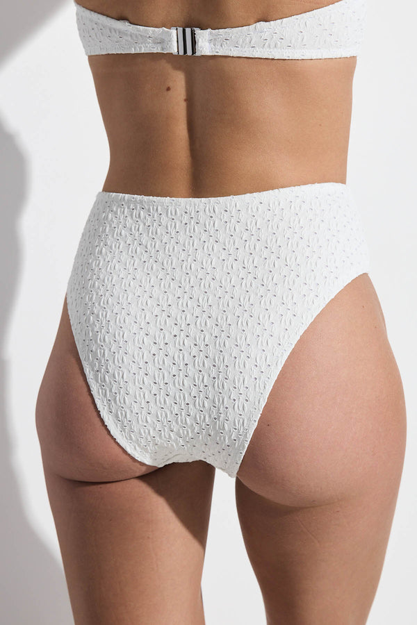 GOTTEX SIMPLY HIGH WAIST BIKINI BOTTOM WITH TEXTURED FABRIC IN WHITE
