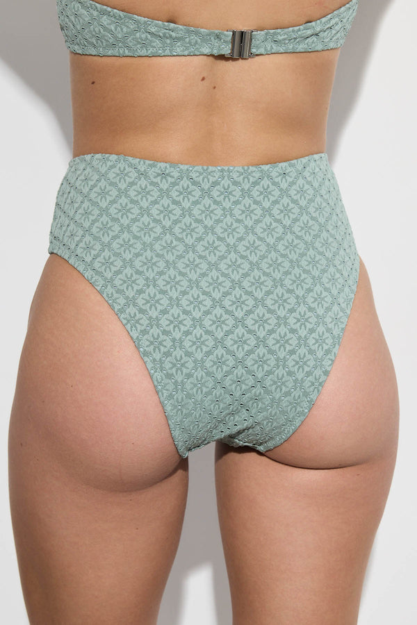 GOTTEX SIMPLY HIGH WAIST BIKINI BOTTOM WITH TEXTURED FABRIC IN GREEN
