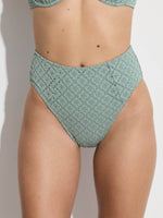 GOTTEX SIMPLY HIGH WAIST BIKINI BOTTOM WITH TEXTURED FABRIC IN GREEN