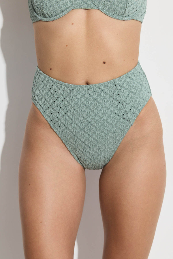 GOTTEX SIMPLY HIGH WAIST BIKINI BOTTOM WITH TEXTURED FABRIC IN GREEN