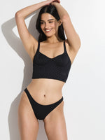 GOTTEX SIMPLY LONGLINE BIKINI TOP WITH TEXTURED FABRIC IN BLACK
