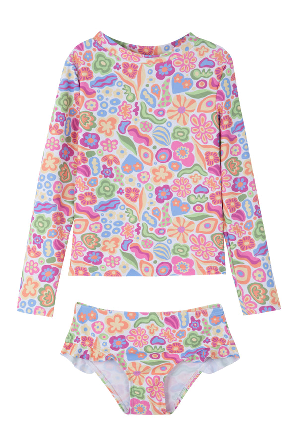 GIRLS TANKINI SET WITH FLOWER PRINT