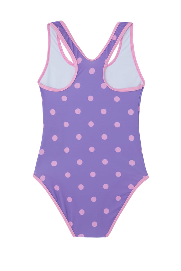 GIRLS SWIMSUIT WITH FRONT POCKETS IN PURPLE