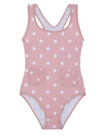 GIRLS SWIMSUIT WITH FRONT POCKETS IN PINK