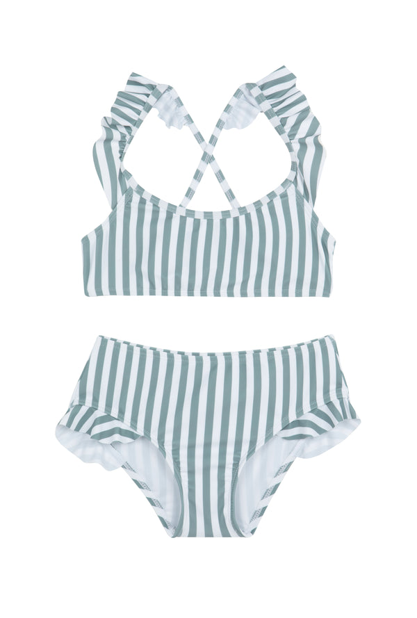 GIRLS BIKINI SET IN STRIPED GREEN