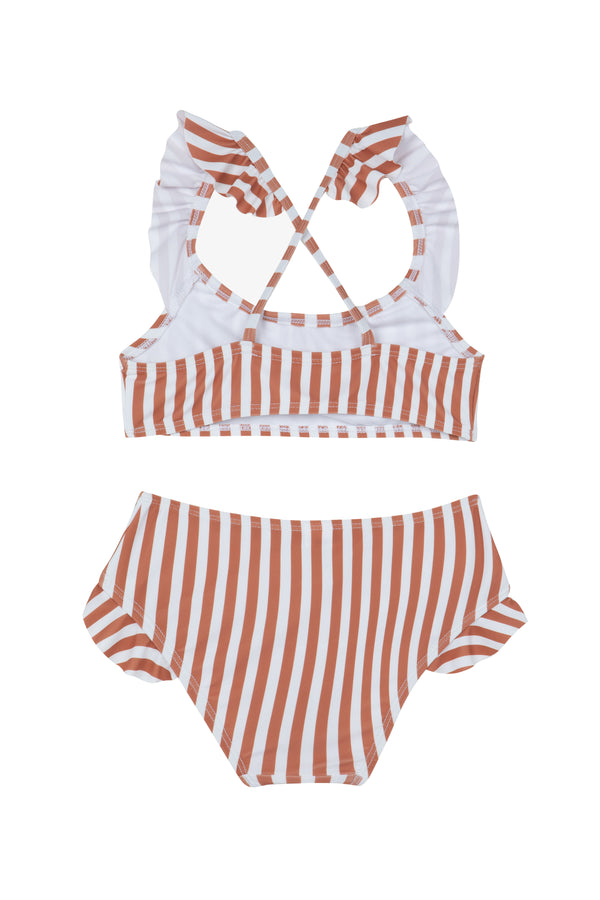 GIRLS BIKINI SET IN STRIPED TERRACOTTA