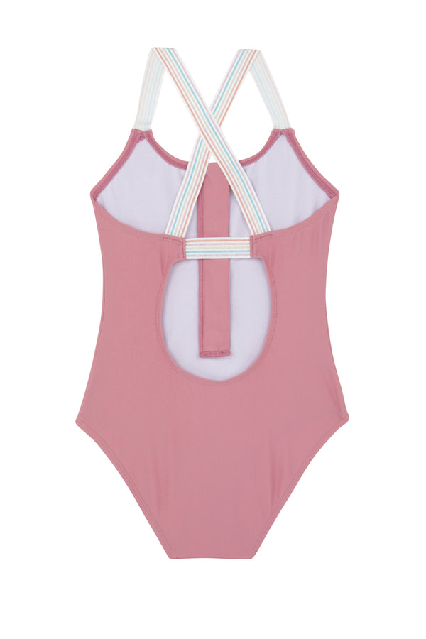 GIRLS SWIMSUIT WITH WIDE STRAPS IN PINK