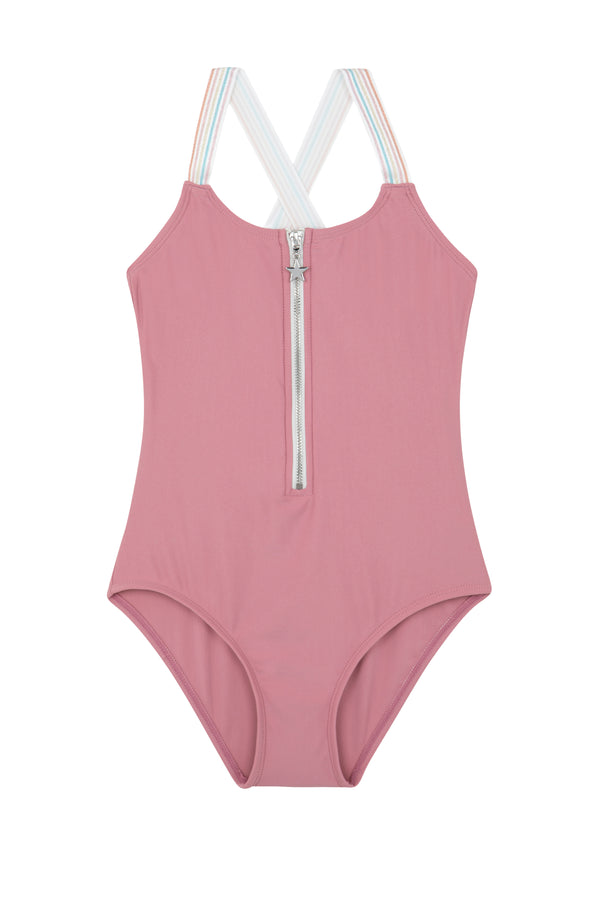 GIRLS SWIMSUIT WITH WIDE STRAPS IN PINK