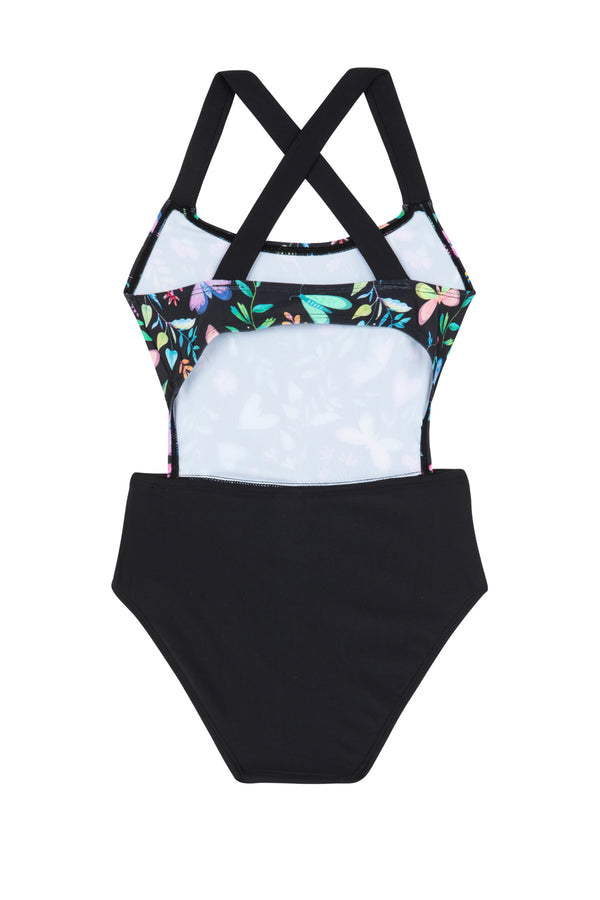 GIRLS MULTI-PRINT SWIMSUIT WITH WIDE STRAPS