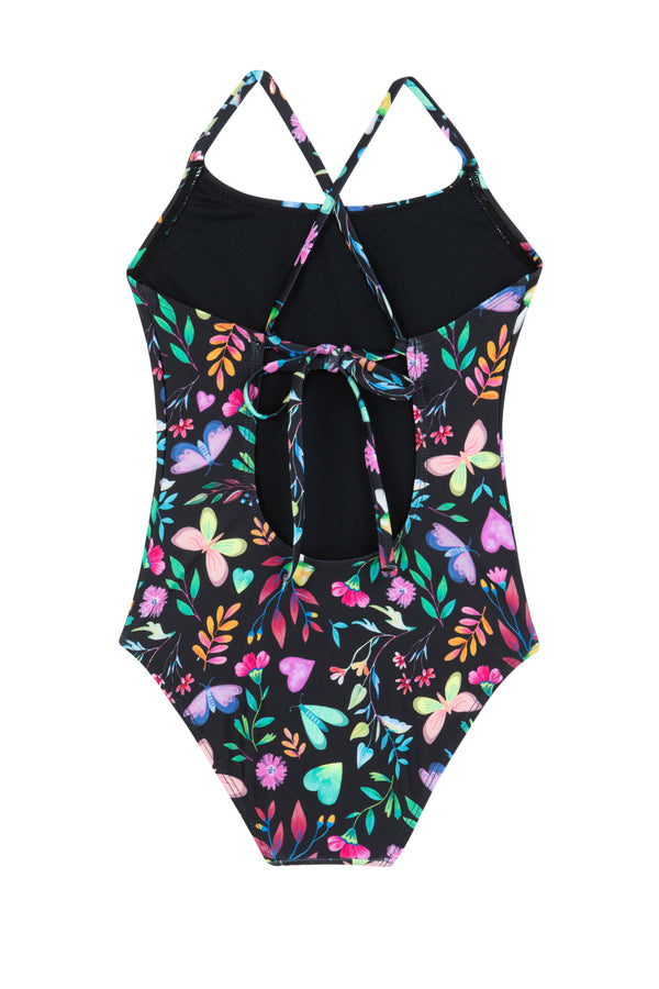 GIRLS MULTI-PRINT SWIMSUIT WITH THIN STRAPS