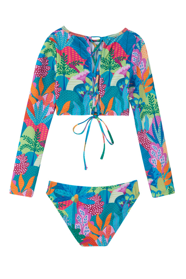 GIRLS LONG SLEEVE TROPICAL BIKINI SET