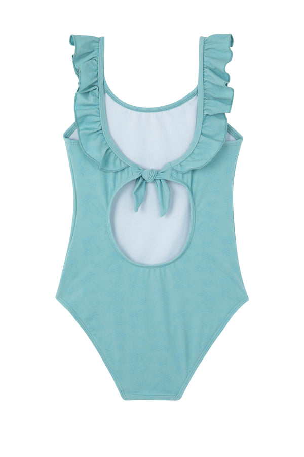 GIRLS SWIMSUIT WITH RUFFLES IN TURQUOISE