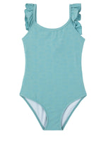 GIRLS SWIMSUIT WITH RUFFLES IN TURQUOISE