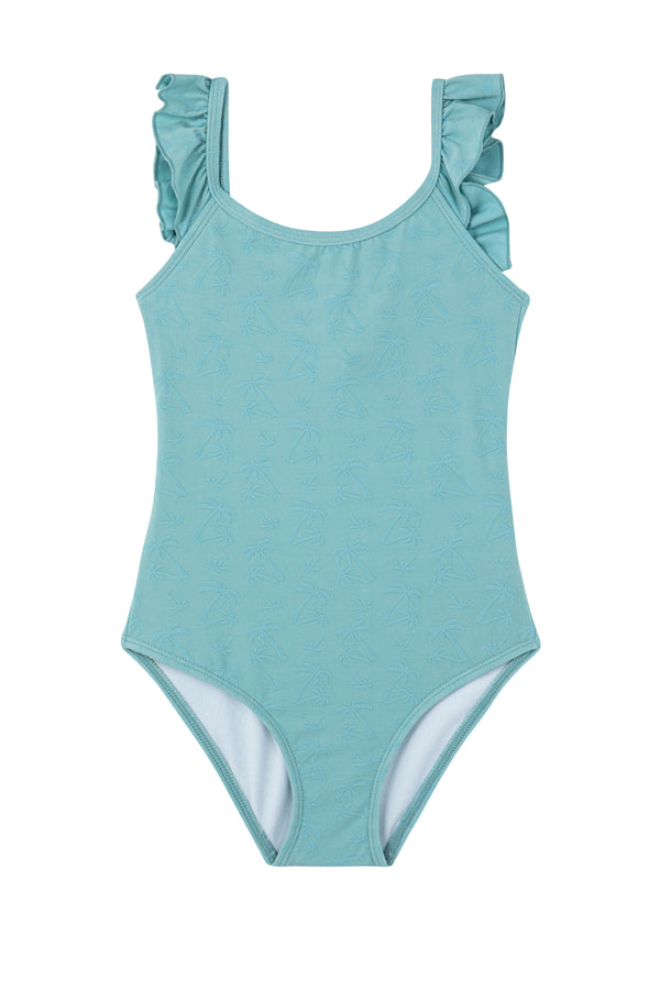 GIRLS SWIMSUIT WITH RUFFLES IN TURQUOISE