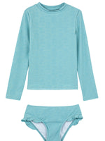 GIRLS LONG SLEEVED TANKINI SET IN TURQUOISE