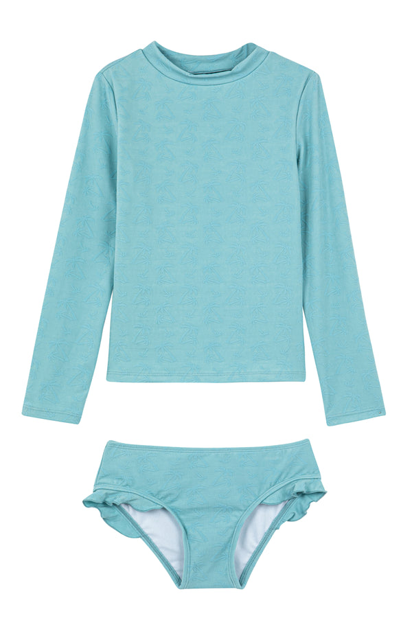 GIRLS LONG SLEEVED TANKINI SET IN TURQUOISE