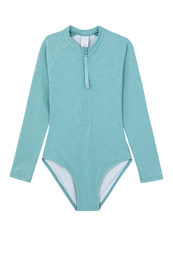 GIRLS LONG SLEEVED SWIMSUIT IN TURQUOISE