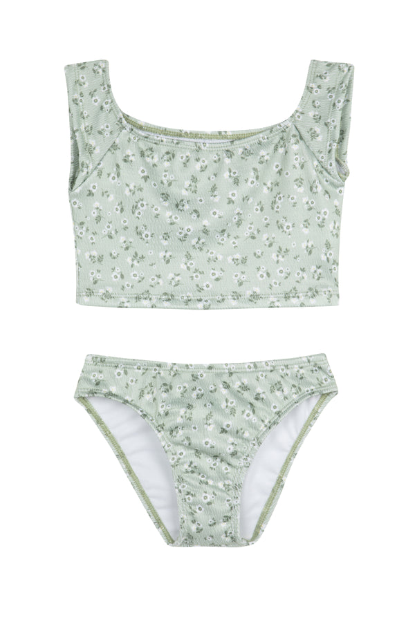 GIRLS BIKINI SET WITH CROP TOP IN GREEN