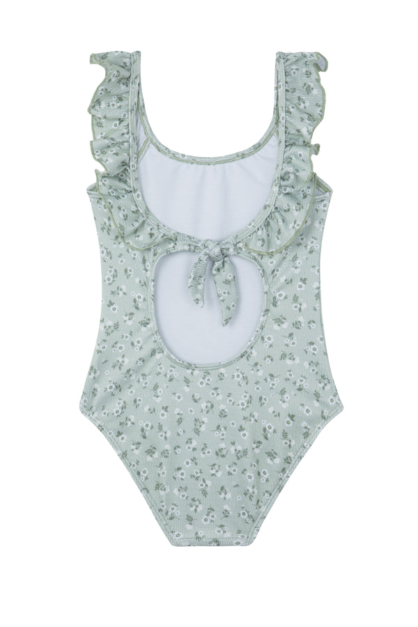 GIRLS RUFFLED SWIMSUIT IN GREEN
