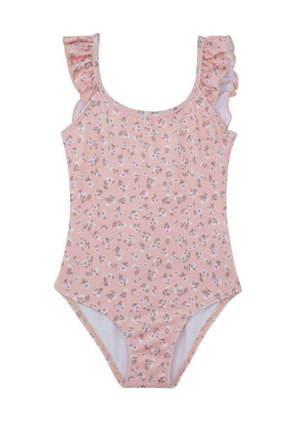 GIRLS RUFFLED SWIMSUIT IN ORANGE