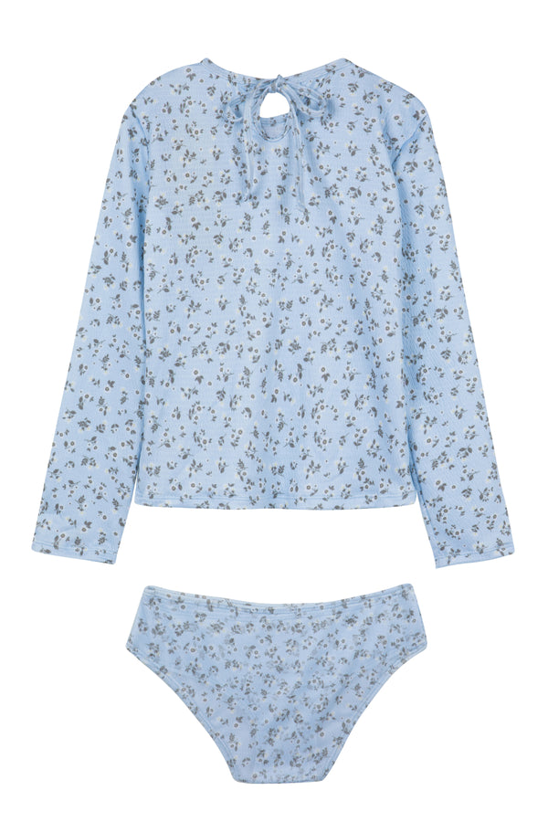 GIRLS LONG SLEEVED TANKINI SET IN BLUE