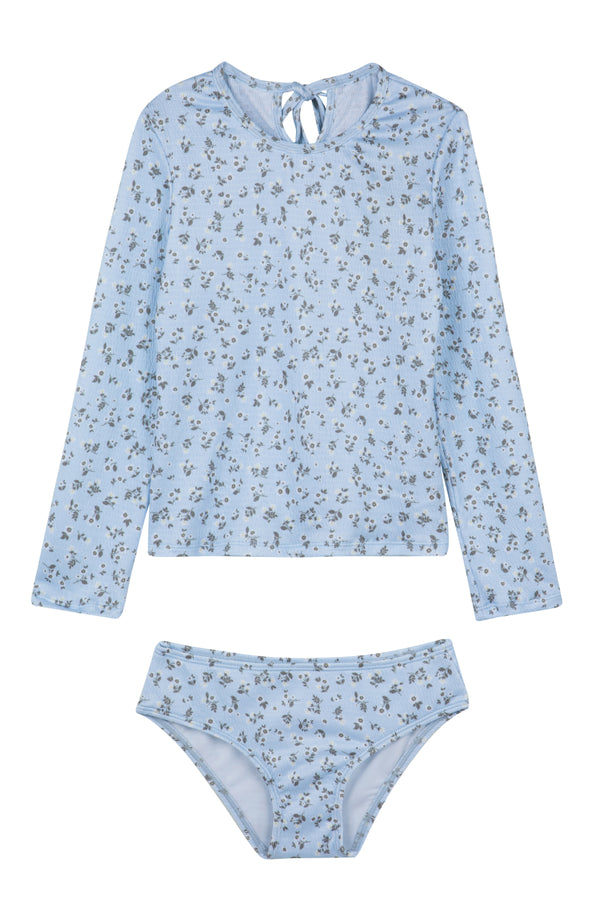 GIRLS LONG SLEEVED TANKINI SET IN BLUE