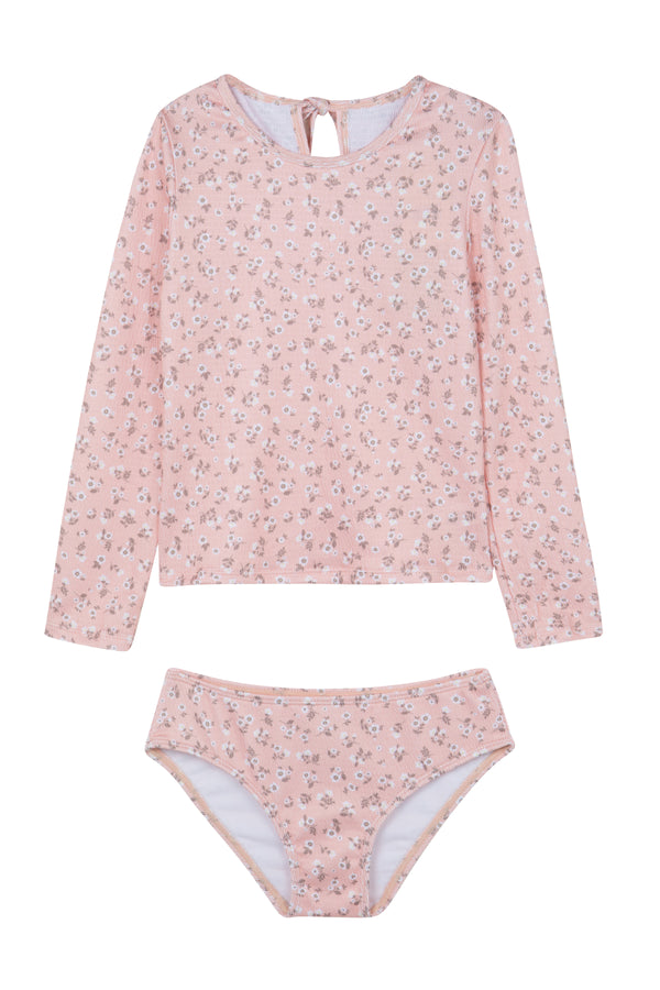 GIRLS LONG SLEEVED TANKINI SET IN ORANGE