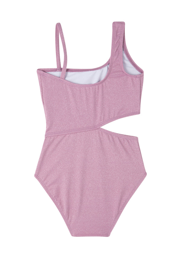 GIRLS ONE SHOULDER SWIMSUIT IN DUSTY LILAC