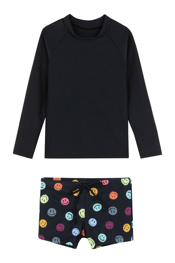 KIDS SWIMSUIT SET TOP AND SHORTS IN BLACK