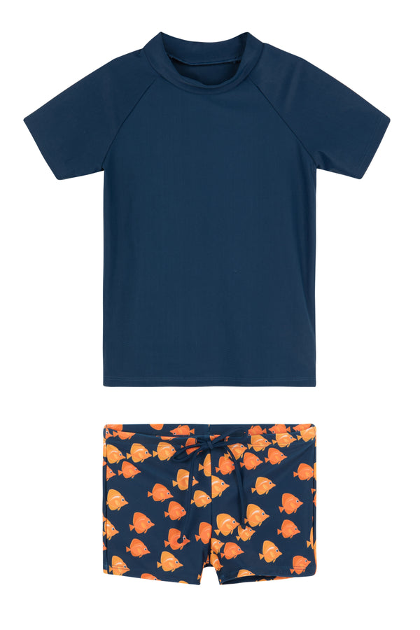 KIDS SWIMSUIT SET TOP AND SHORTS IN NAVY