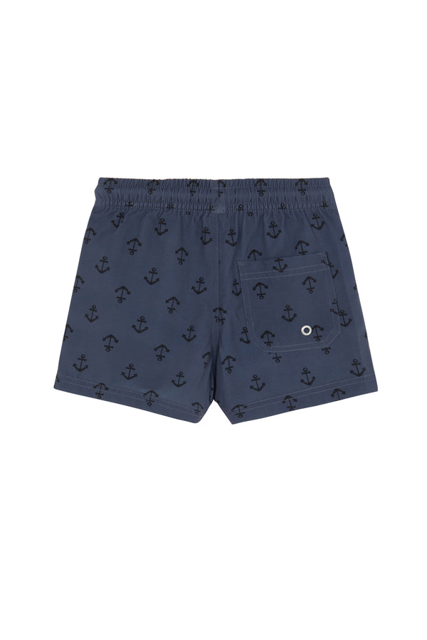 KIDS SWIM SHORTS IN NAVY WITH ANCHORS PRINT