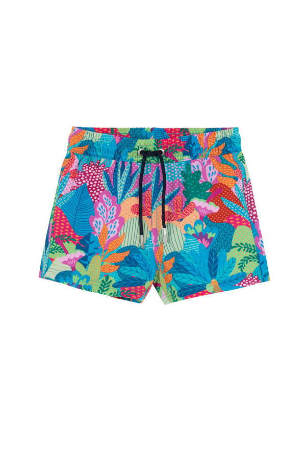 KIDS SWIM SHORTS IN TROPICAL PRINT