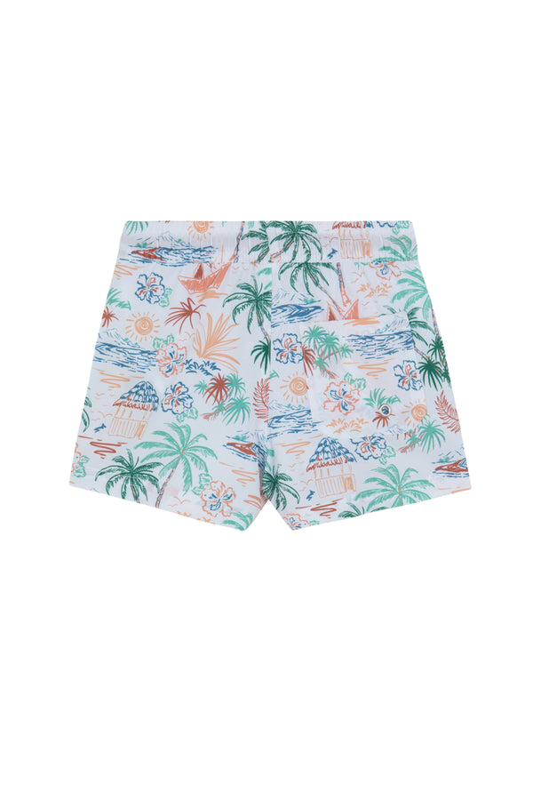 KIDS SWIM SHORTS IN TROPICAL WHITE