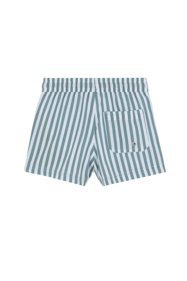 KIDS SWIM SHORTS IN GREEN STRIPES