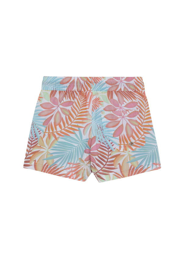 KIDS SWIM SHORTS WITH LEAVES PRINT