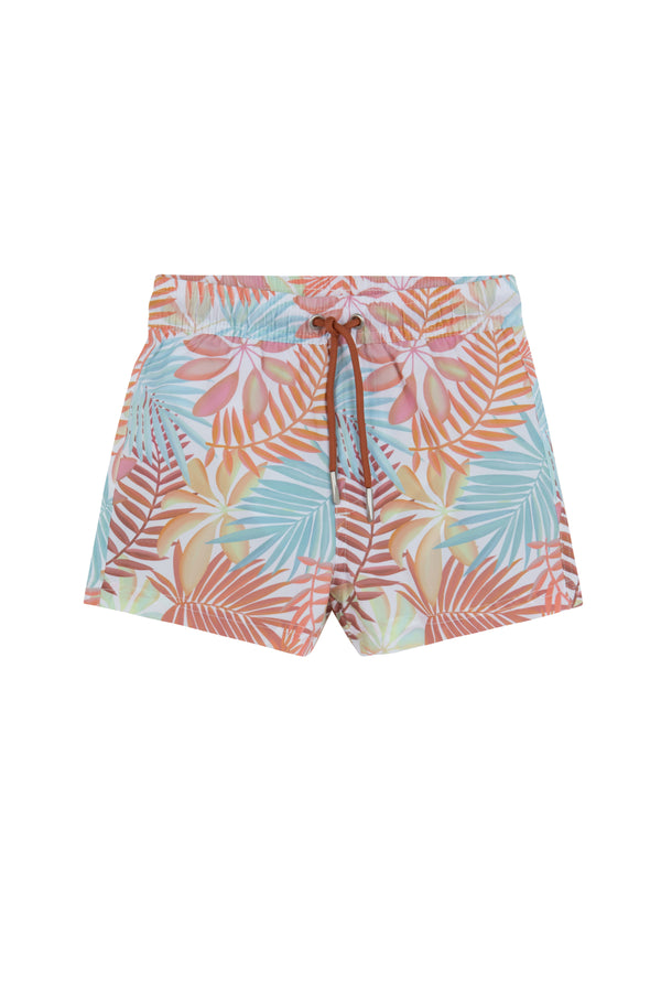 KIDS SWIM SHORTS WITH LEAVES PRINT