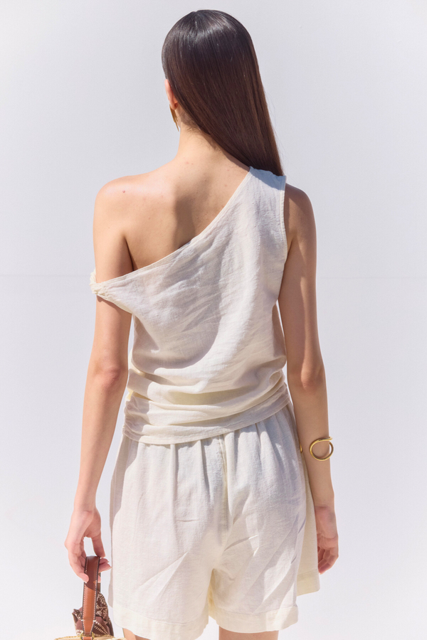 SORRENTO LINEN OFF THE SHOULDER TOP IN CREAM