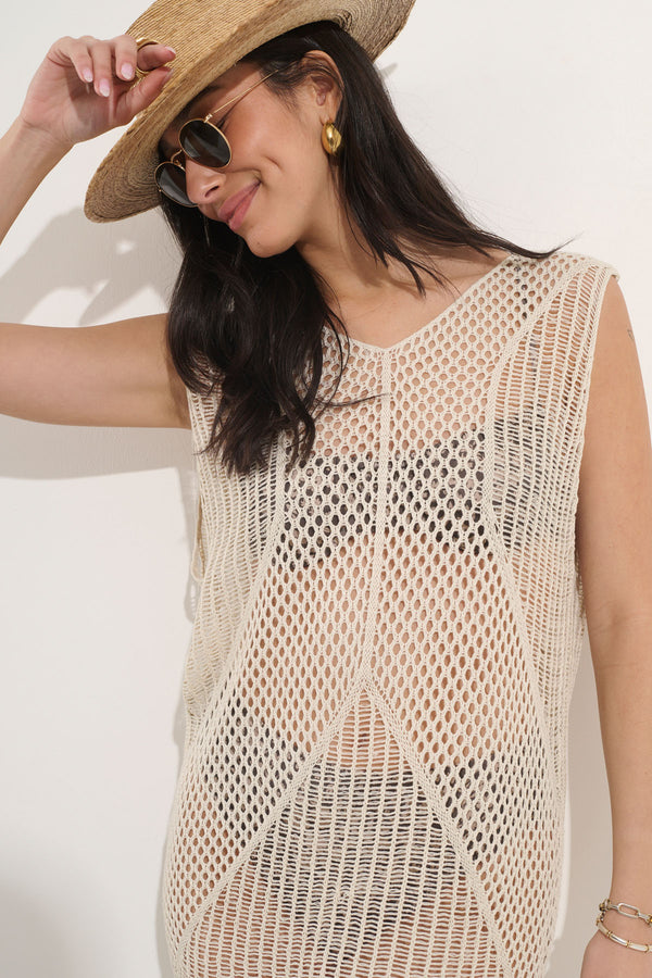 Crochet Beach Cover-Up Cream