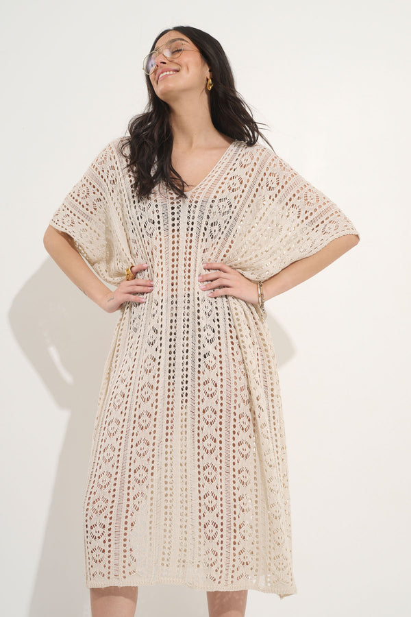 Cream Crochet Beach Dress