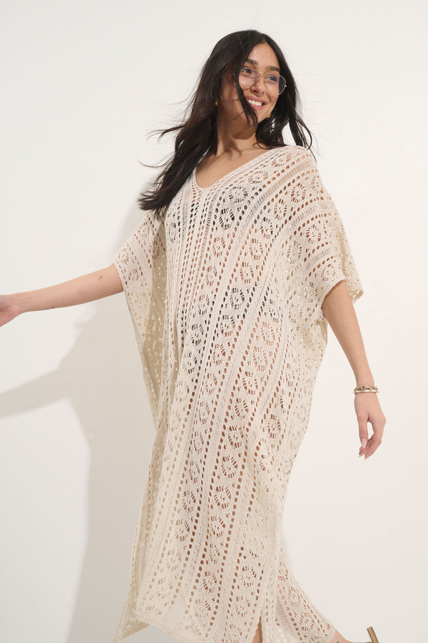 Cream Crochet Beach Dress