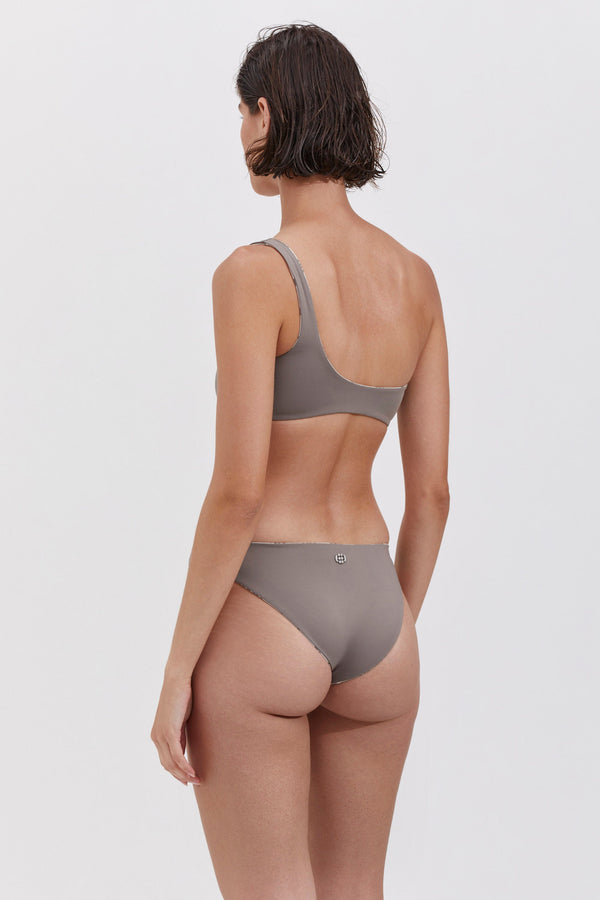 MID RISE DOUBLE SIDED BIKINI BOTTOM IN STONE
