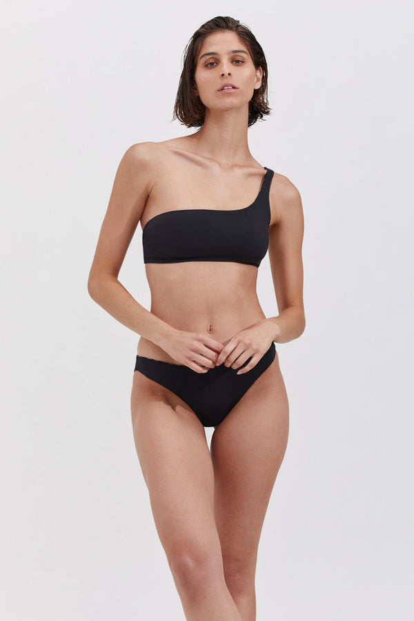 MID RISE DOUBLE SIDED BIKINI BOTTOM IN BLACK