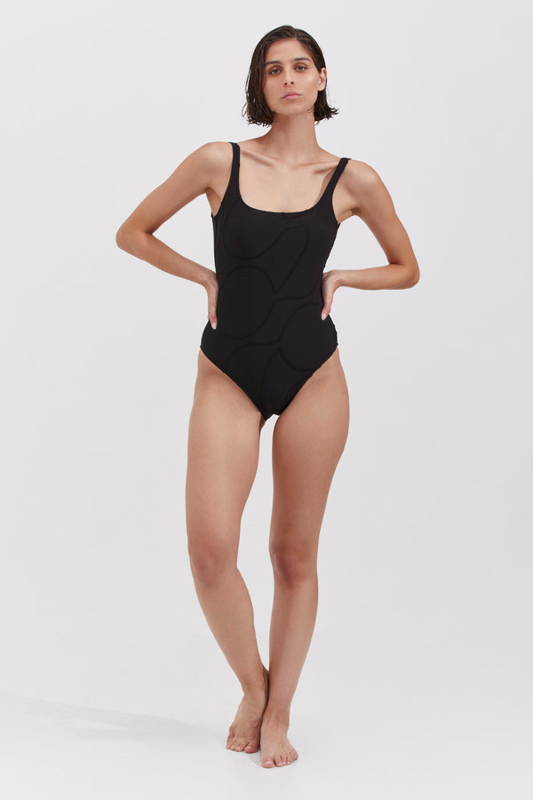 SQUARE NECK ONE PIECE IN BLACK