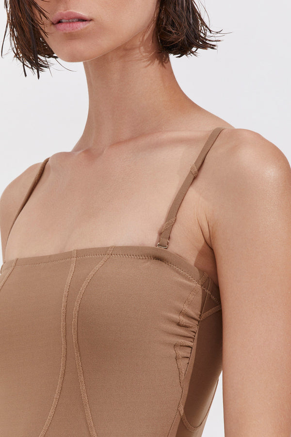 BANDEAU ONE PIECE IN CAMEL